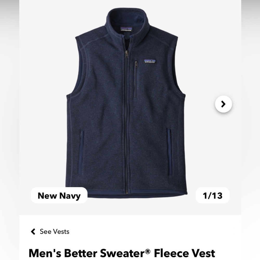 Men’s size large Patagonia Better Sweater vest